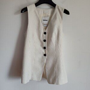 Ladies SZ 4 Madewell Ivory Pinstripe Cutaway Vest